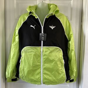 Puma Melo Men's L Woven Dime Windbreaker Hooded Jacket Green Black LaMelo Ball